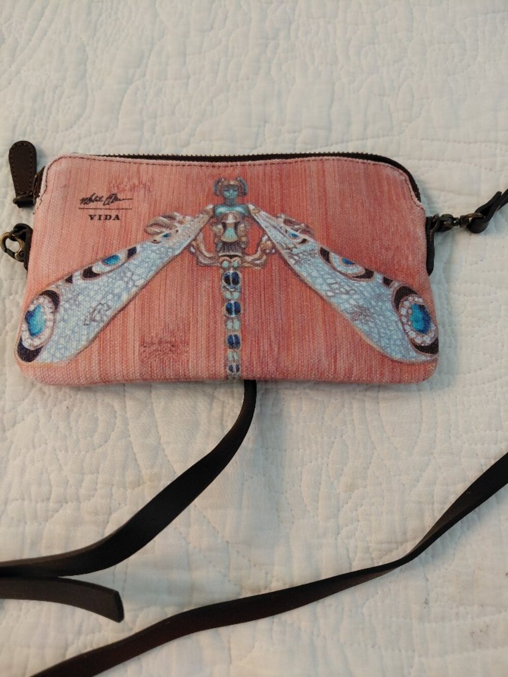 Vida Crossbody Bag Purse Dragonfly Pink Brown